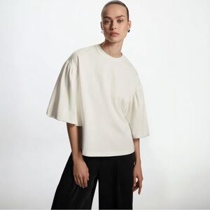 COS Puff-Sleeve T-Shirt In White